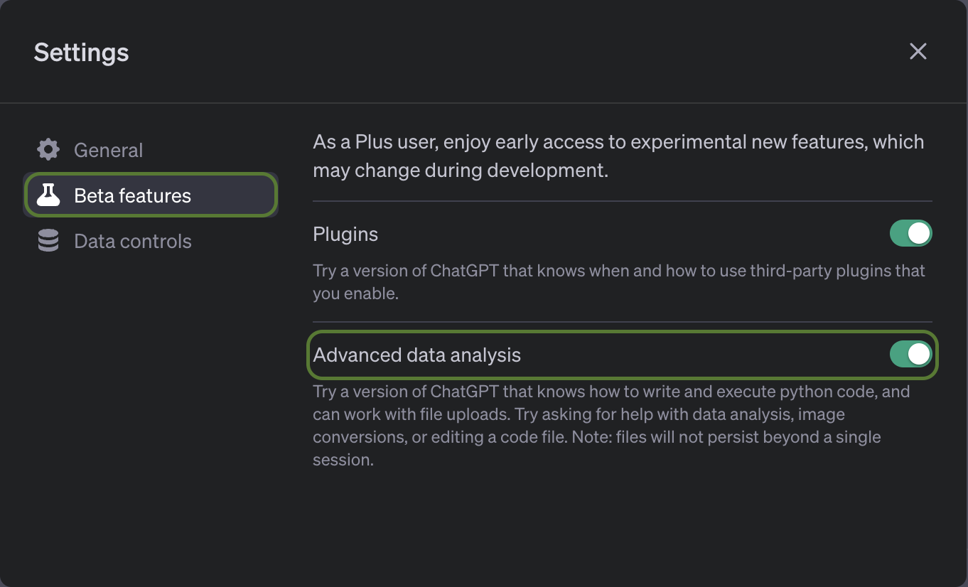 ChatGPT beta features